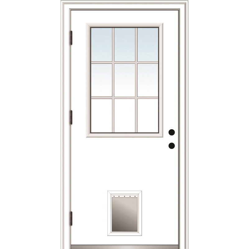 Porte d'entrée avant en fibre de verre Smooth, H 80 po x l 32 po x P 1,75 po, 4,56 po, Côté droit / vers l'extérieur