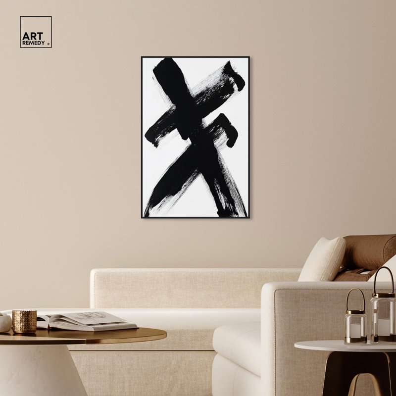 Art Remedy, art sur toile noir et blanc, H 25 po x l 17 po, Cadre flottant noir