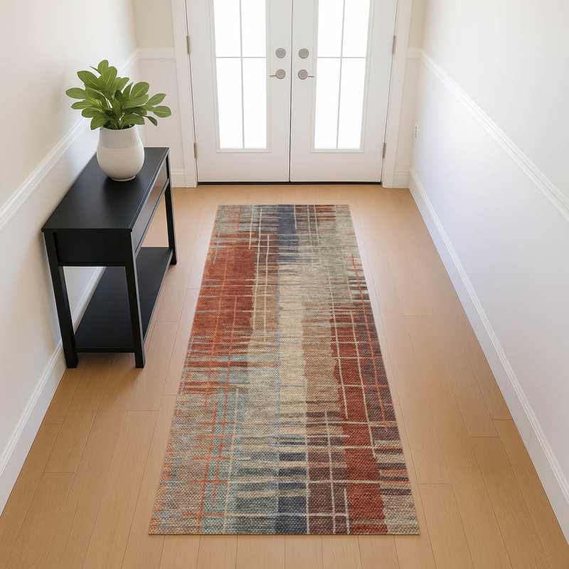 Machine Washable Indoor/Outdoor London ACN2261 Stripes Rug, Tapis de couloir 2 pi 3 po x 7 pi 6 po