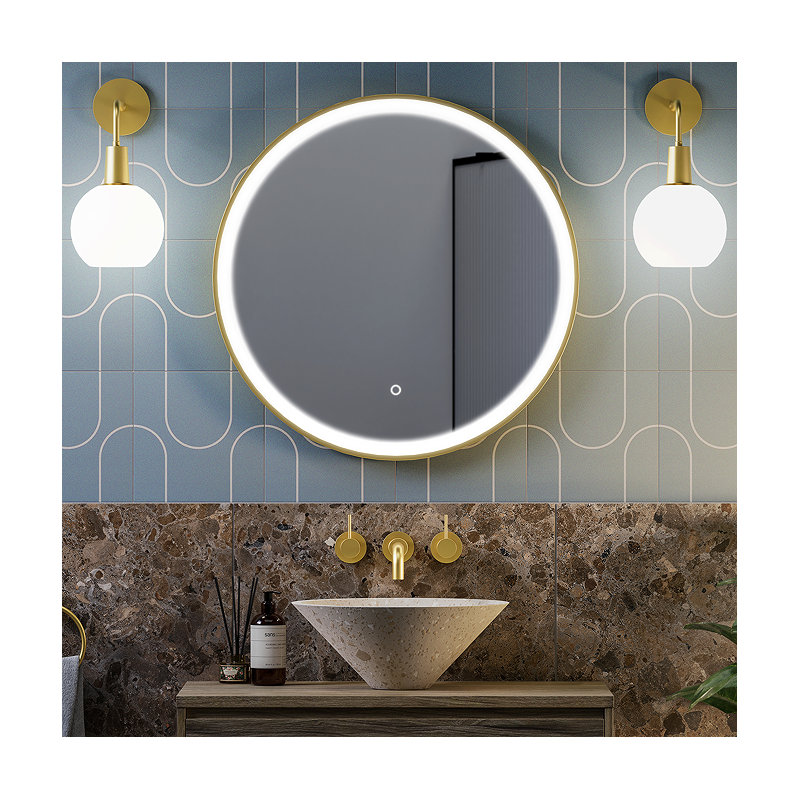 Aluminium Round Mirror, Brushed Gold
