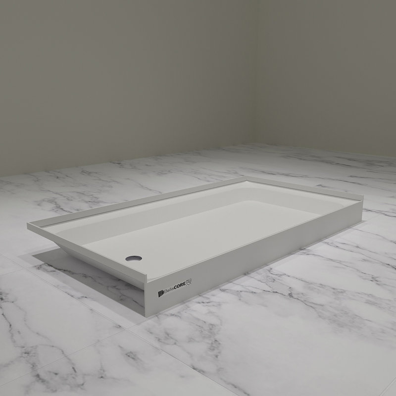 32 x 60 - Drain - Seuil simple - Base de douche en acrylique, Gauche