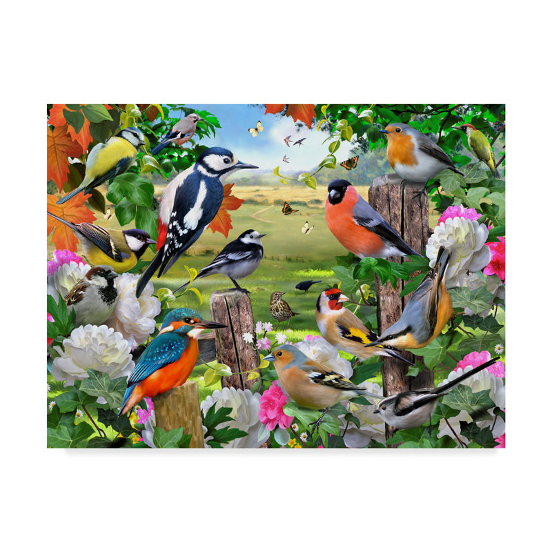 Colorful Birds Tropical Canvas Wall Art, 47" x 35"