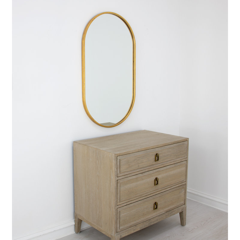 Tuma Oval Metal Mirror, Gold