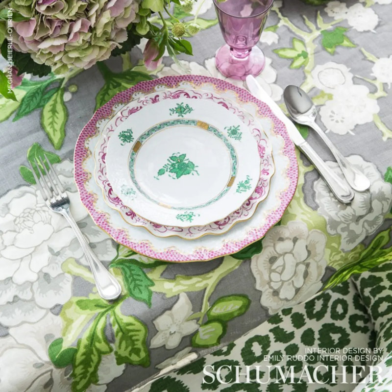 Schumacher x Mary McDonald Bermuda Blossoms Fabric, Slate
