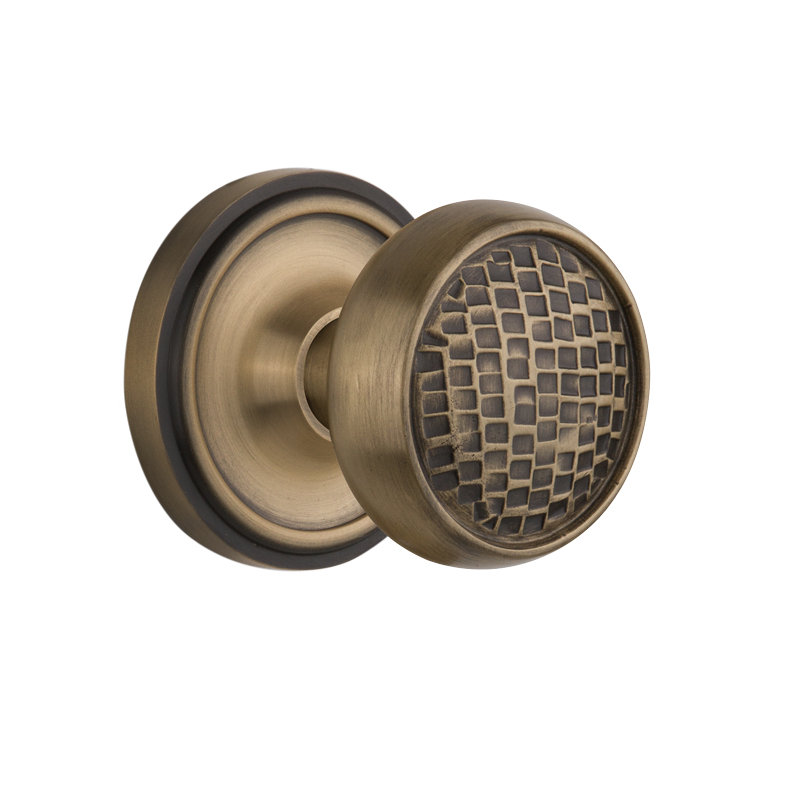 Rosette classique avec bouton de porte Craftsman, Laiton antique
