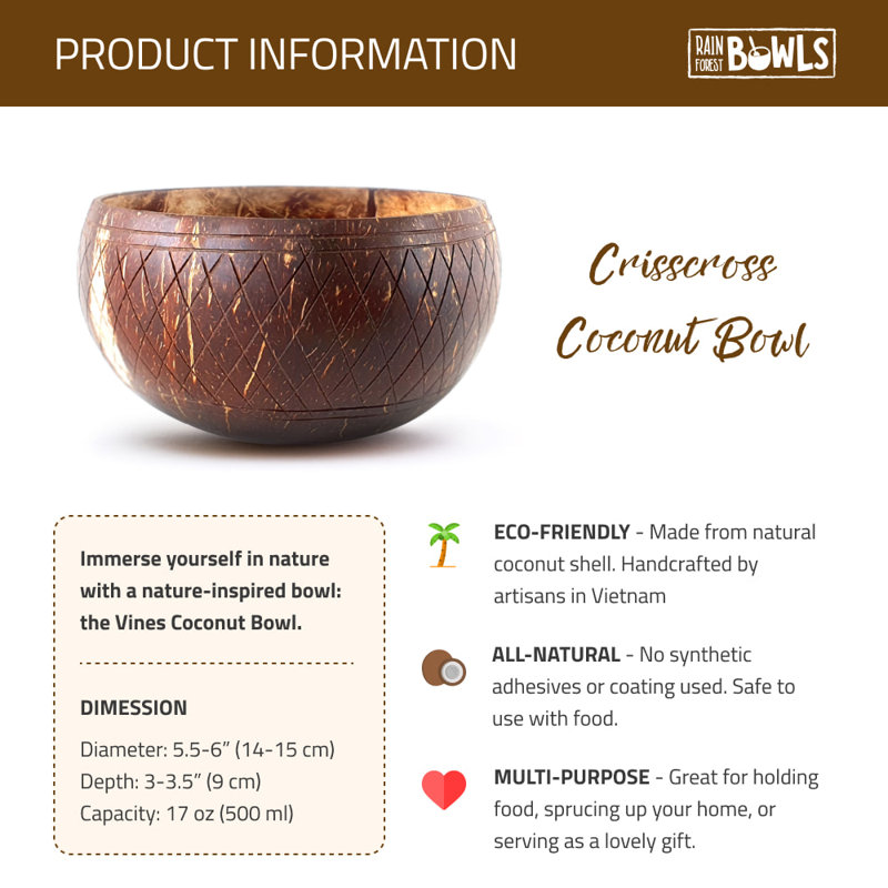 17 Oz. Crisscross Coconut Dessert Bowl (Set Of 2)