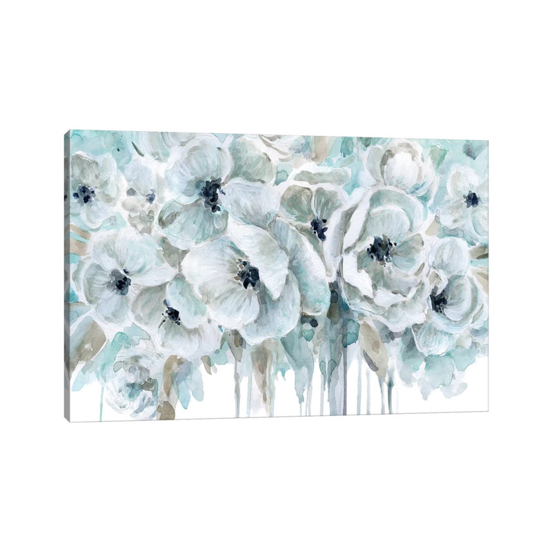 «Teal Harmony II» par Carol Robinson, reproduction sur toile, H 8 po x l 12 po x P 0,75 po, Toile tendue, Pas de tapis