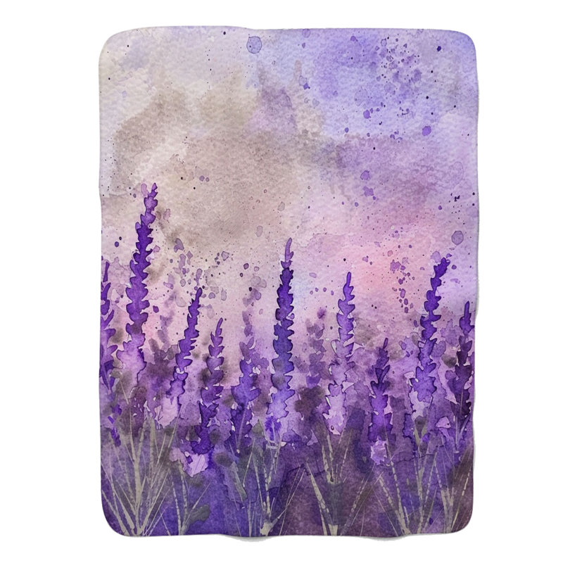 Mélange de fleurs mauves - couverture Sherpa de qualité supérieure 1 pièce, Grand lit