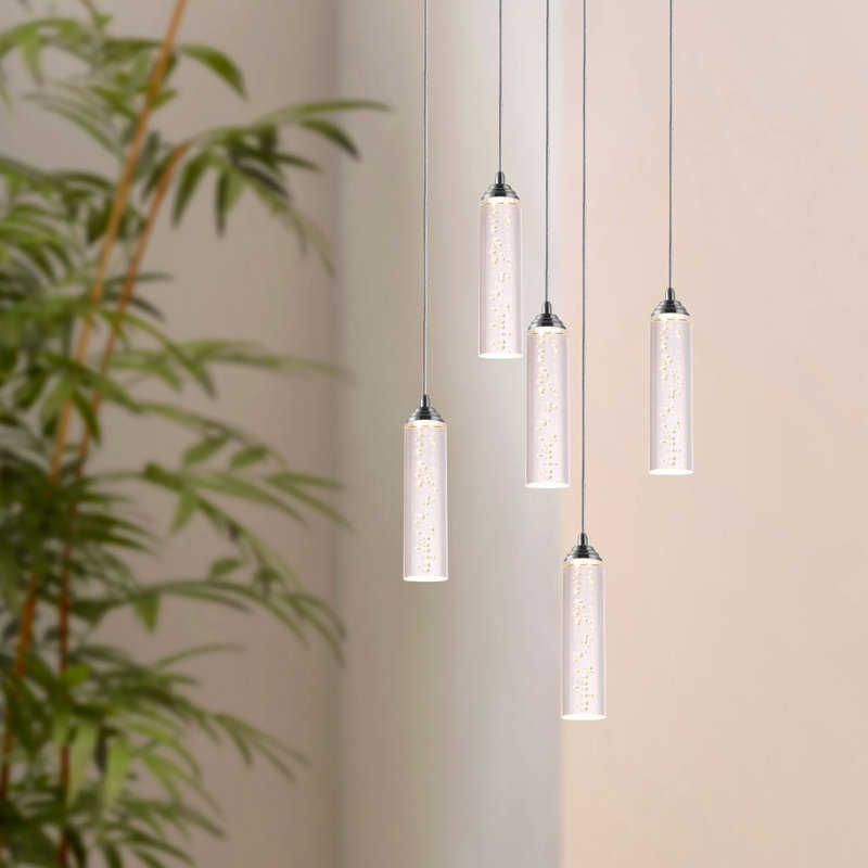 Ardrie 5 - Light Chrome Cluster Pendant, 6.7" H x 1.8" W x 1.8" D