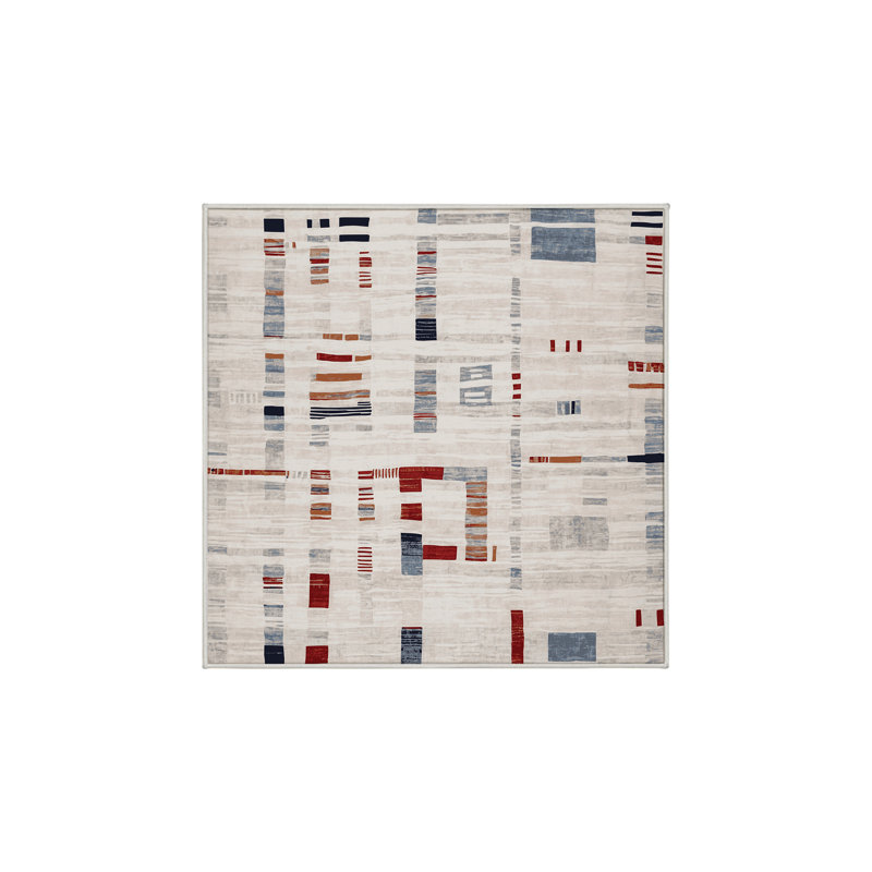 Tapis beige soyeux et moelleux, Carré 3 pi