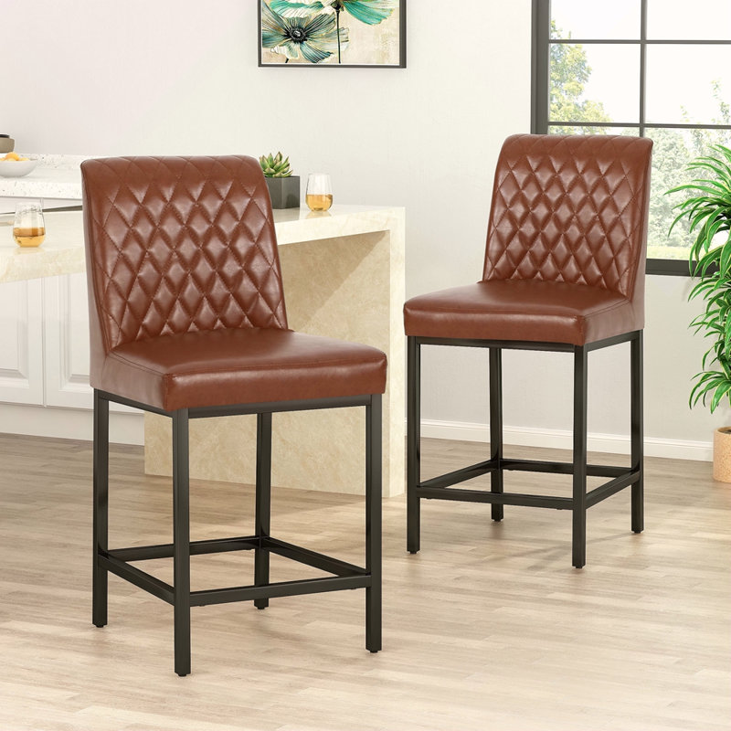 TABOURET DE COMPTOIR (ENSEMBLE DE 2), Brun-rouge