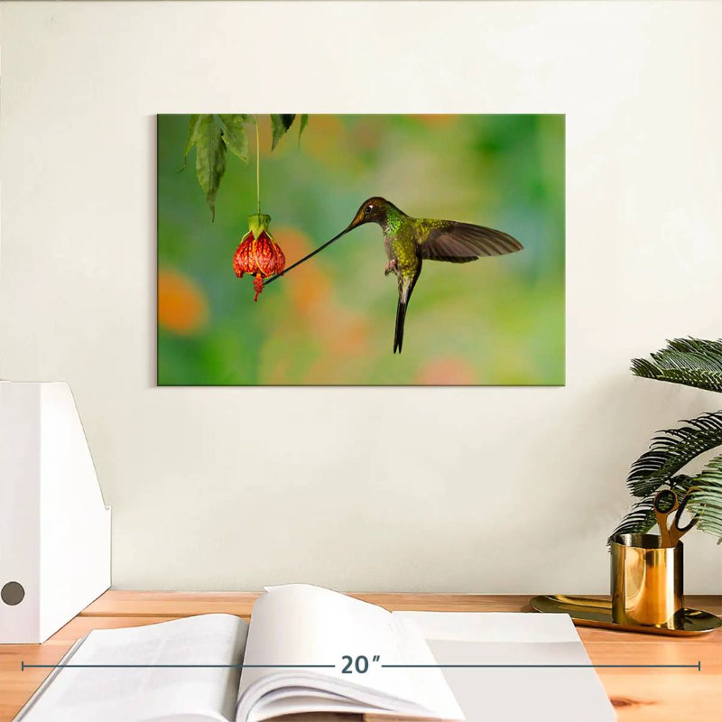 Hummingbird Eating Nectar, 8" H x 12" W