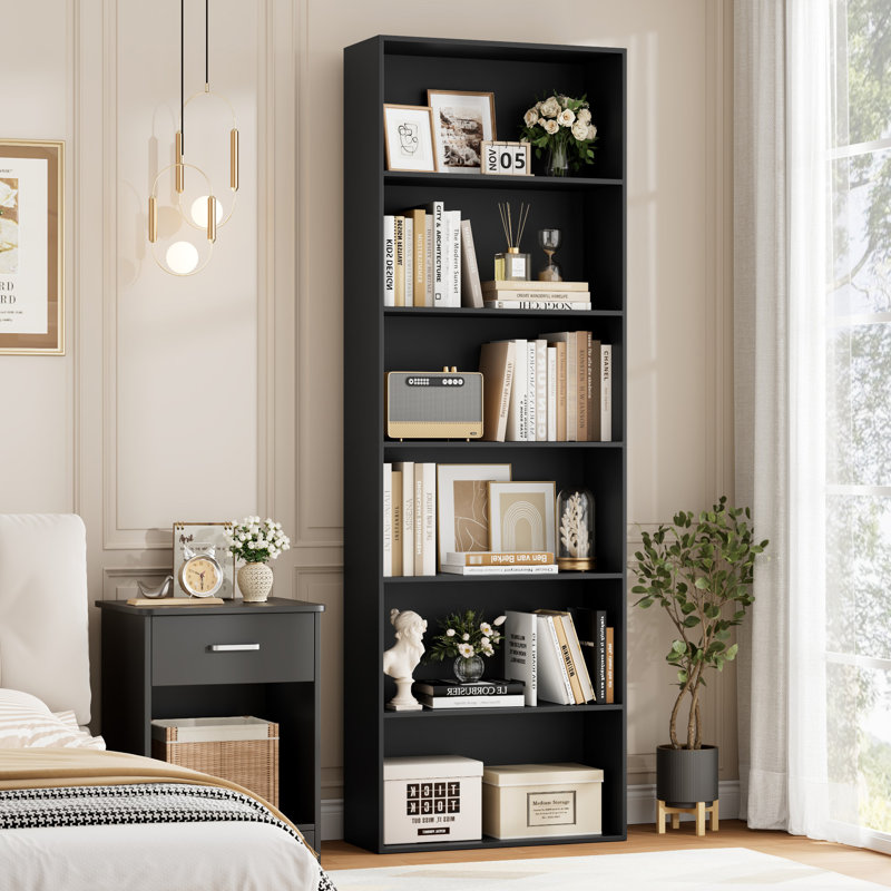 Langner 70.8" H x 23.6" W Standard Bookcase, 6-Tier Open Bookcase and Bookshelf, Freestanding Display Storage Shelves Tall Bookcase for Bedroom, Living Room and Office