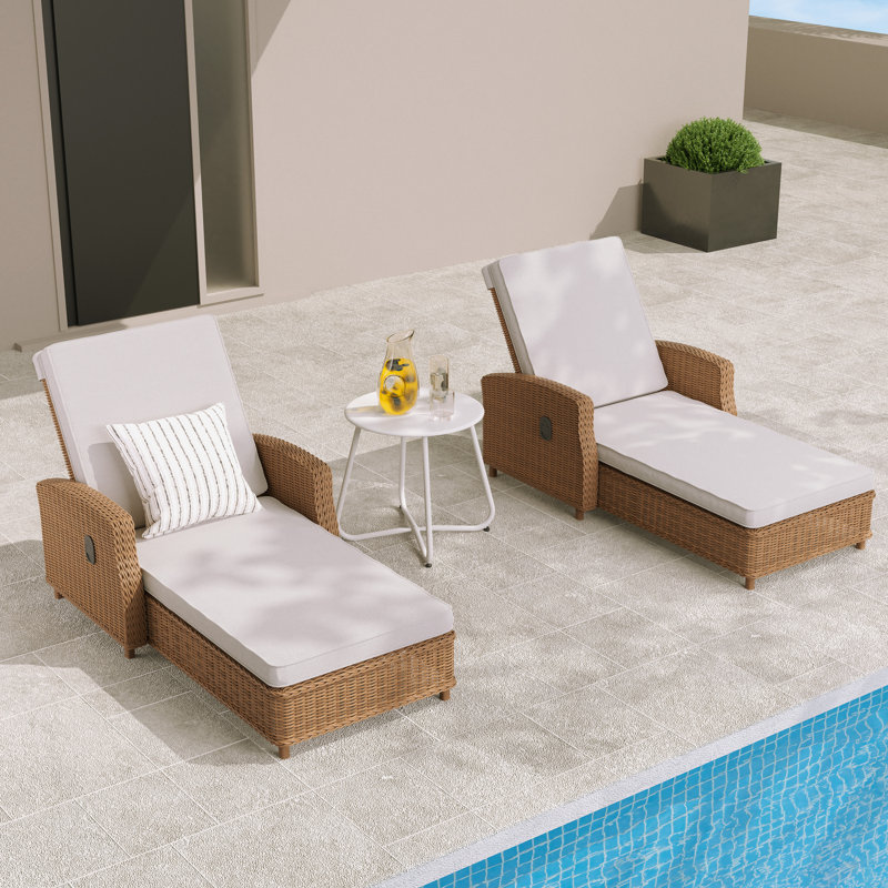 Chaise longue d'extérieur en aluminium Alyeska avec pompe à air, dossier inclinable réglable et coussins Sunbrella / oléfine