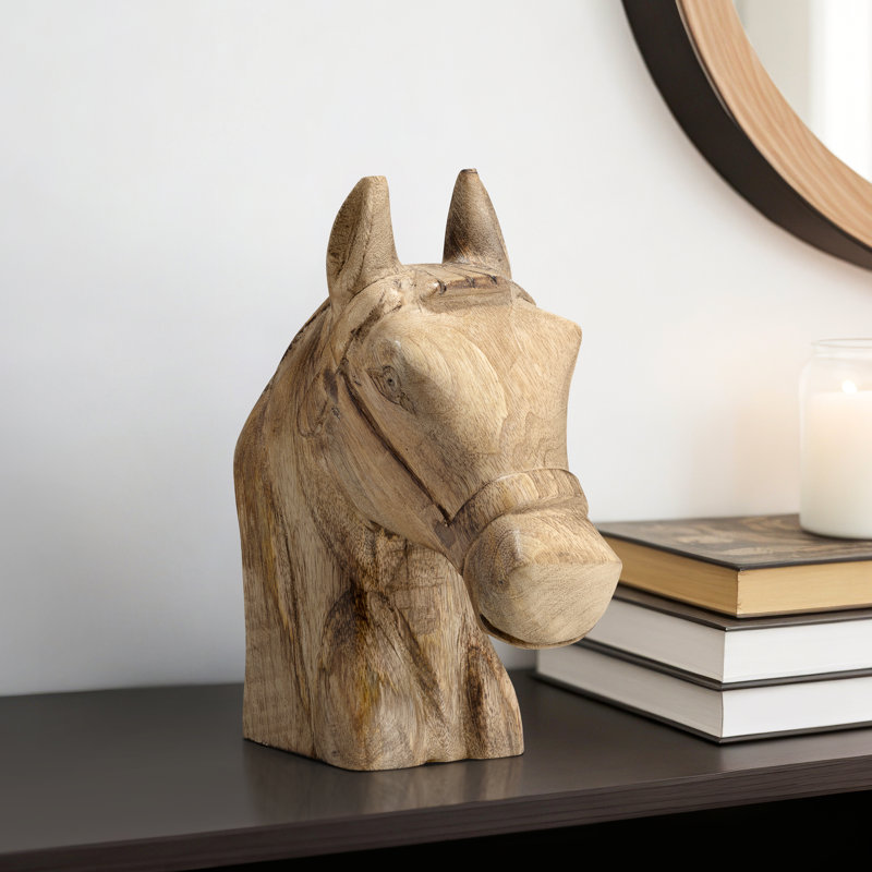 Pewamo 10" H Handcrafted Wood Horse Head Figurine