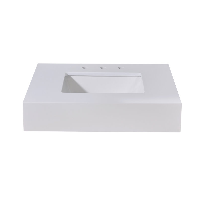 30" Snow White Ceramic Bathroom Vanity Top with Sink