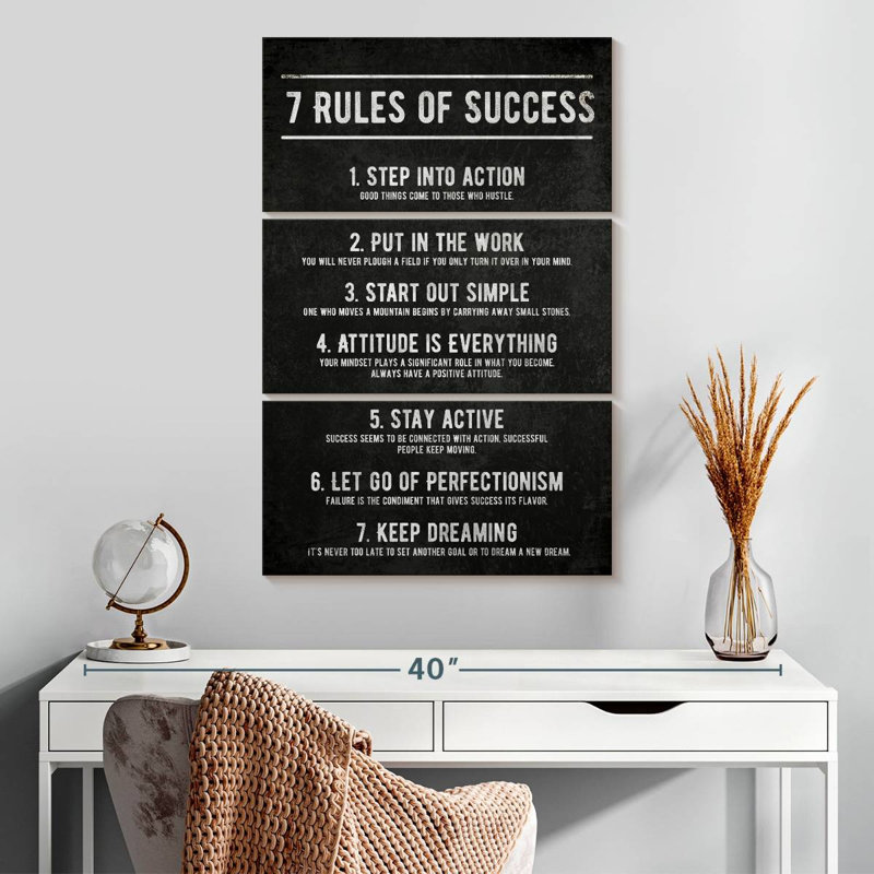 7 Rules Of Success, H 32 po x l 20 po x P 1,25 po