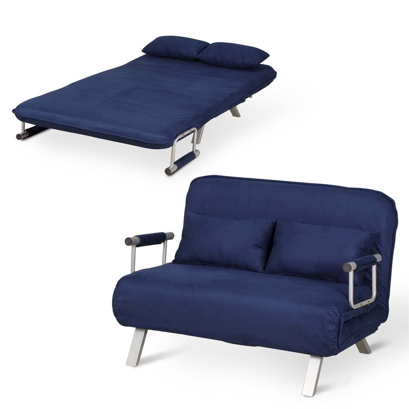 Versatile Convertible Sofa Bed with Adjustable Backrest and Plush Pillows