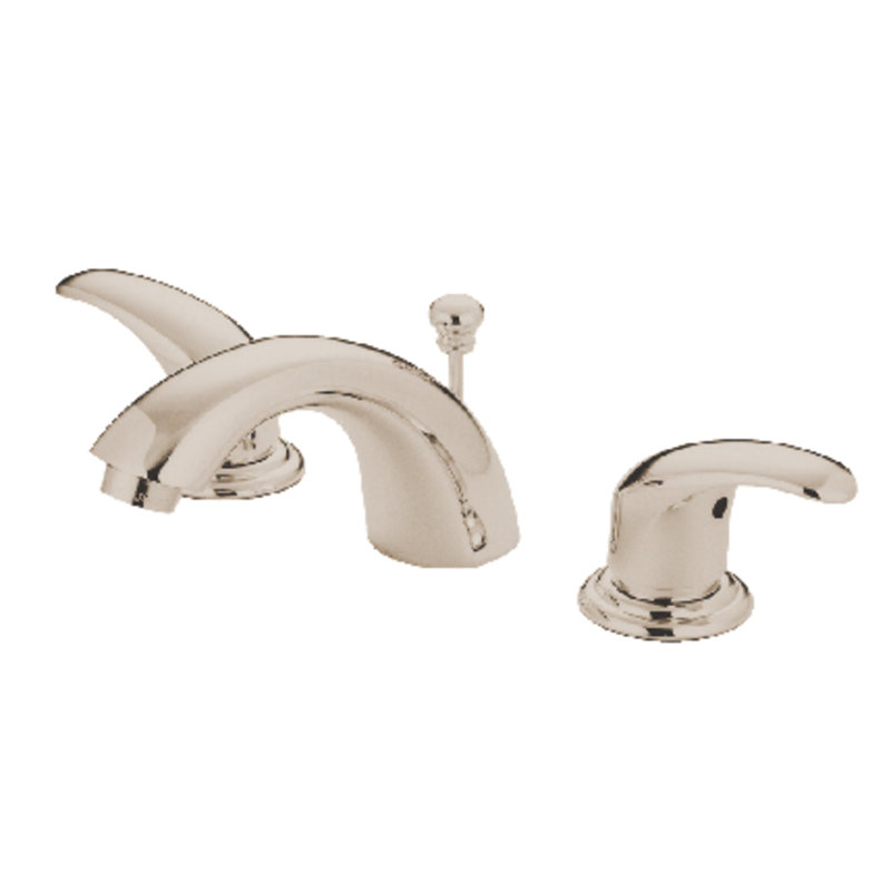 Kingston Brass Legacy Two-Handle 3-Hole Deck Mount Mini-Widespread Bathroom Faucet with Plastic Pop-Up, Finish Satin Nickel