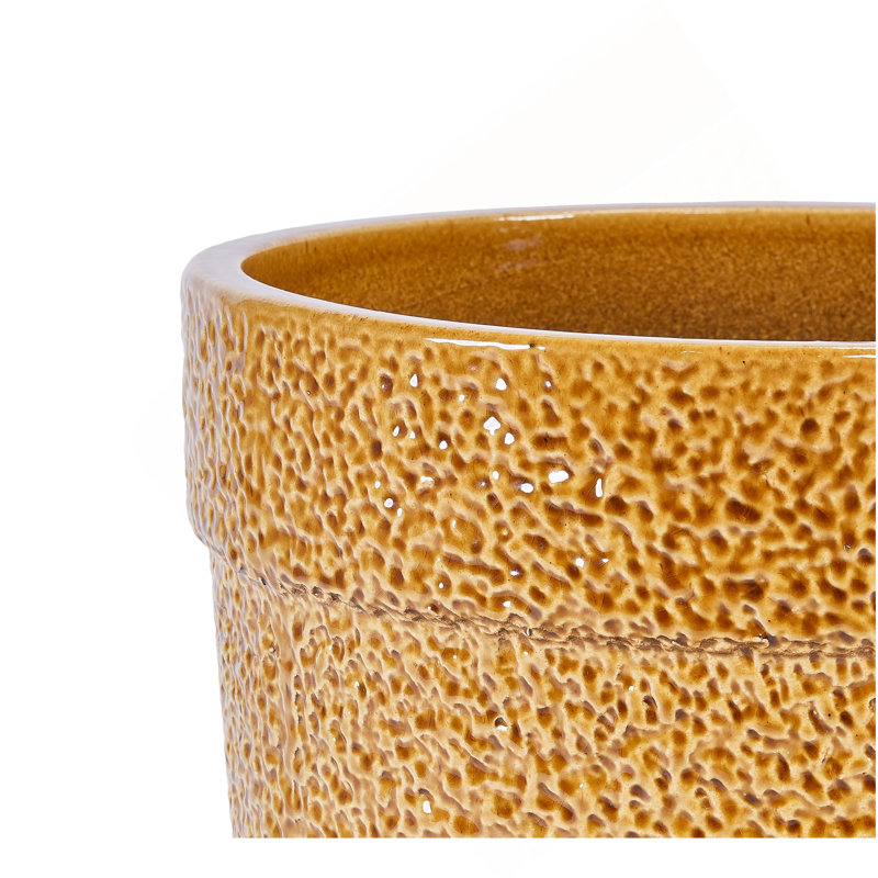 Handmade Ceramic Planter Set Of 3, 15/12/9 Inch Diameter, Earth-Tone Speckled Glaze, For Orchids & Indoor Plants, Windowsill & Bookshelf Use, Breathable Clay