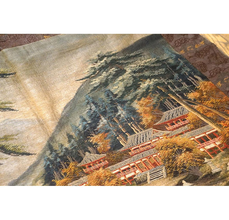 Vintage Chinese Textile Tapestry, Wool-Silk Blend, Hand-Woven, 1960