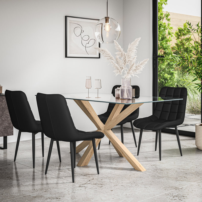 Ahni 4 - Person Dining Set, Black