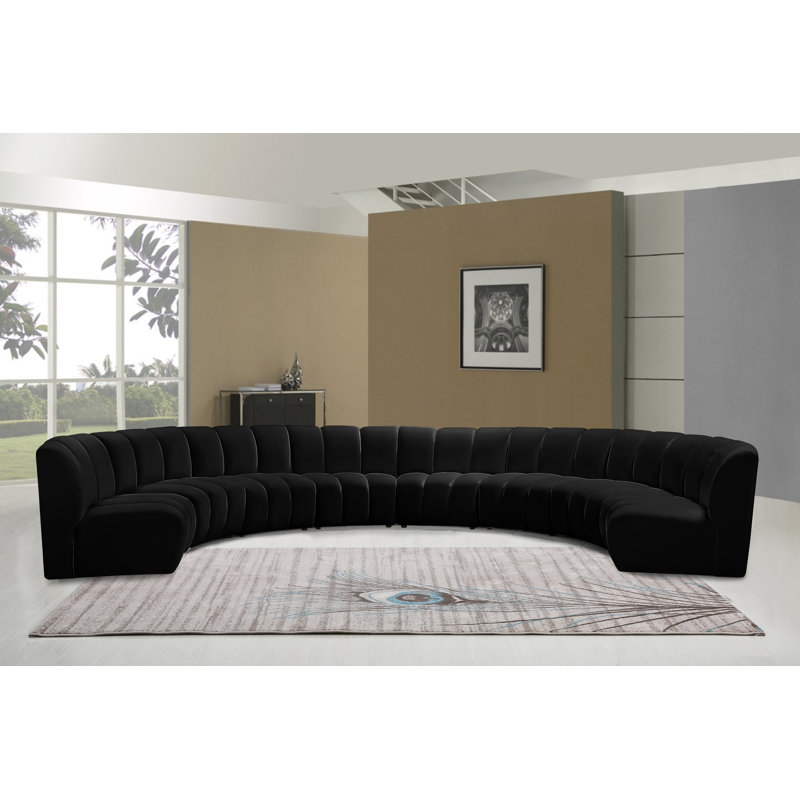 Canapé modulaire en velours Infinity, Velours noir, 8 pièces