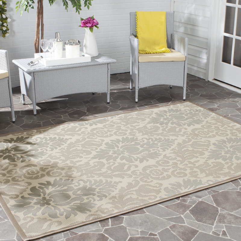 Moura Floral Hand Woven Indoor / Outdoor Area Rug, Rectangle 122 x 170 cm