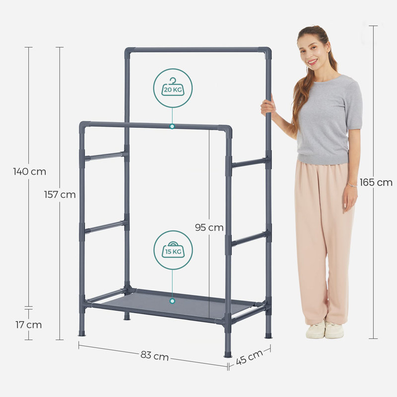 Meachum 83cm Clothing Rack, Gray