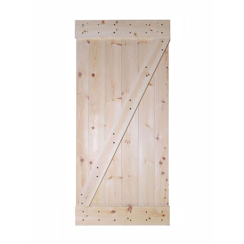 Porte de grange diy colorée en bois de couleur z de couleur superposant un ensemble de quincaillerie d’installation, Naturel