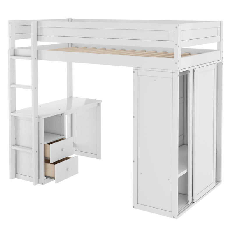 Ieishia Kids Loft Bed, Twin, White