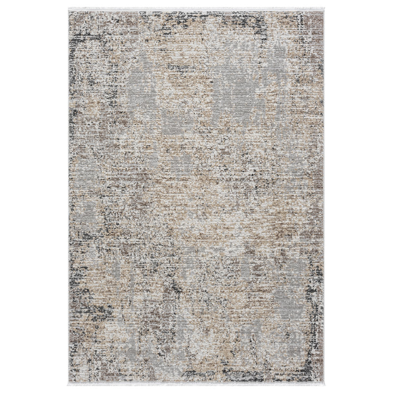 Tapis abstrait gris clair Gints Collection, Rectangle 5 pi 3 po x 7 pi 6 po