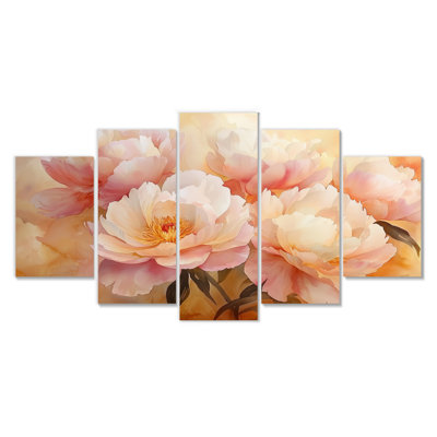 Pivoines au soleil levant I - - Décoration murale pivoines - - Art mural traditionnel traditionnel diamant