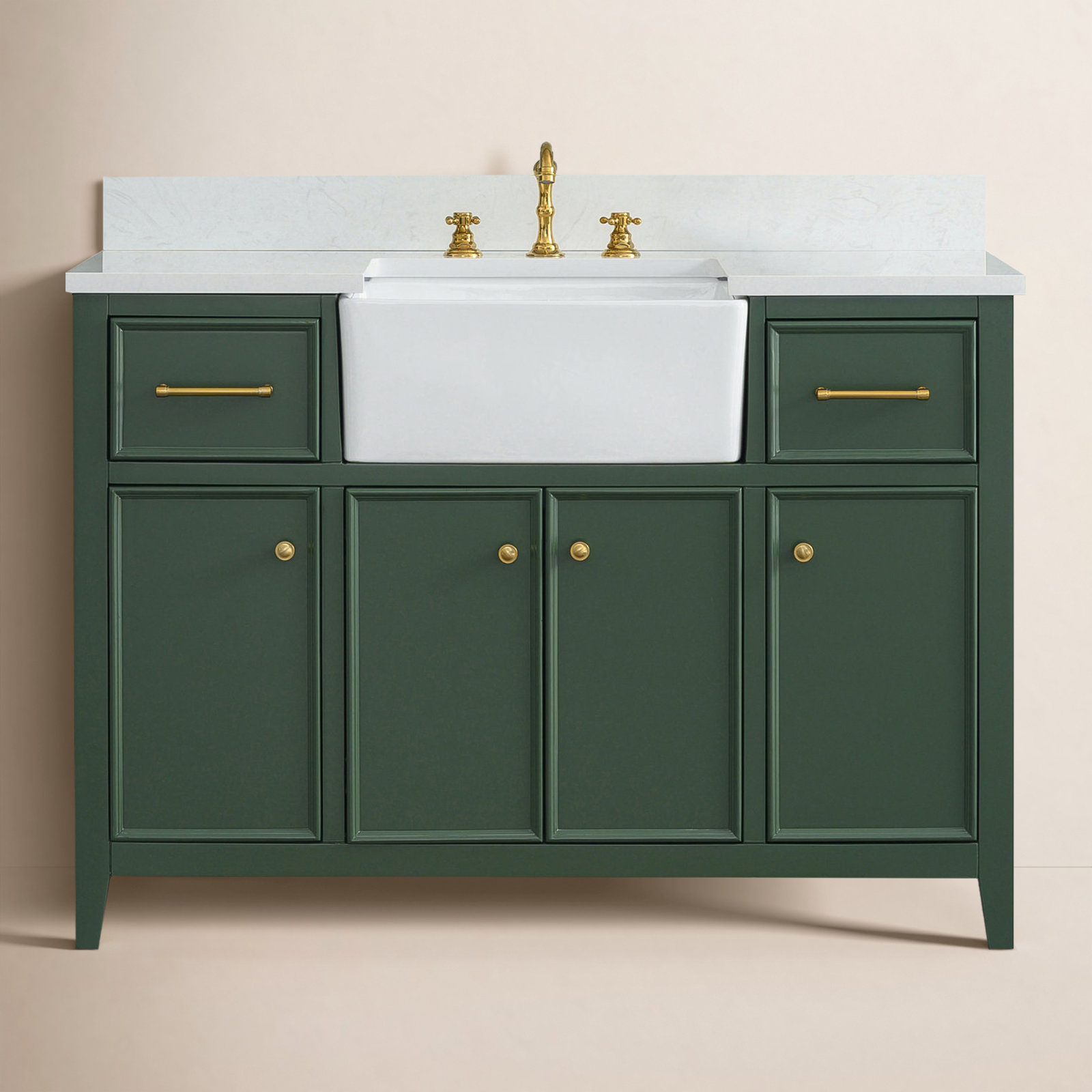 Aisa 48" Pine Single Bathroom Vanity, Evergreen/Brushed Gold