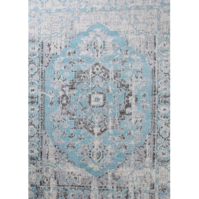 Tapis décoratif bleu oriental leroy