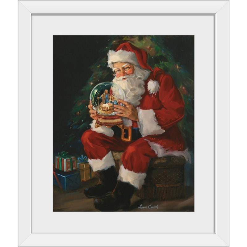 «Santa Believes», reproduction d'art, Cadre blanc, H 44 po x l 37 po x P 1 po