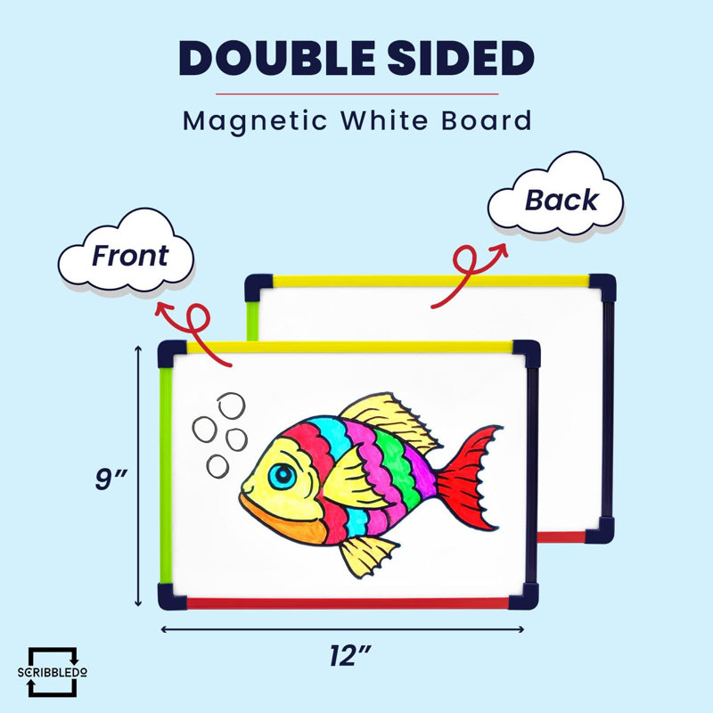 Petit tableau blanc effaçable à sec pour enfants 9 po x 12 po, dessin de voyage magnétique 4 marqueurs inclus  