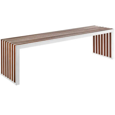Cota Walnut And Stainless Steel Bench by Hokku Designs
