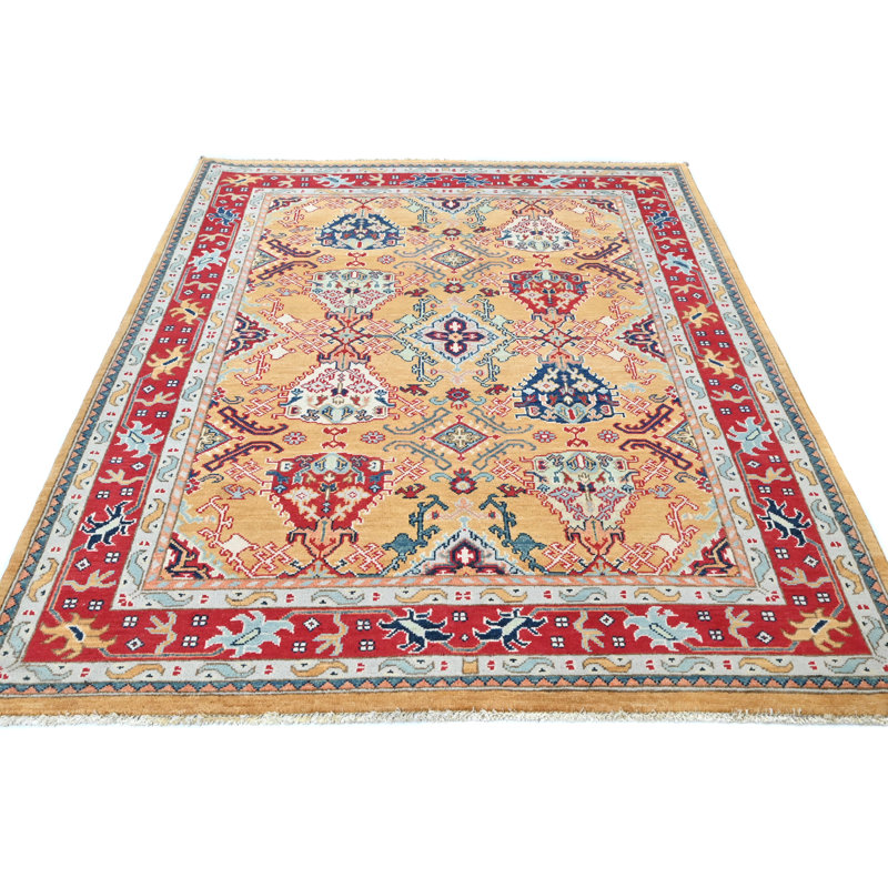 Tapis oriental moderne beige unique 5 x 6 One-of-a-Kind Rusty