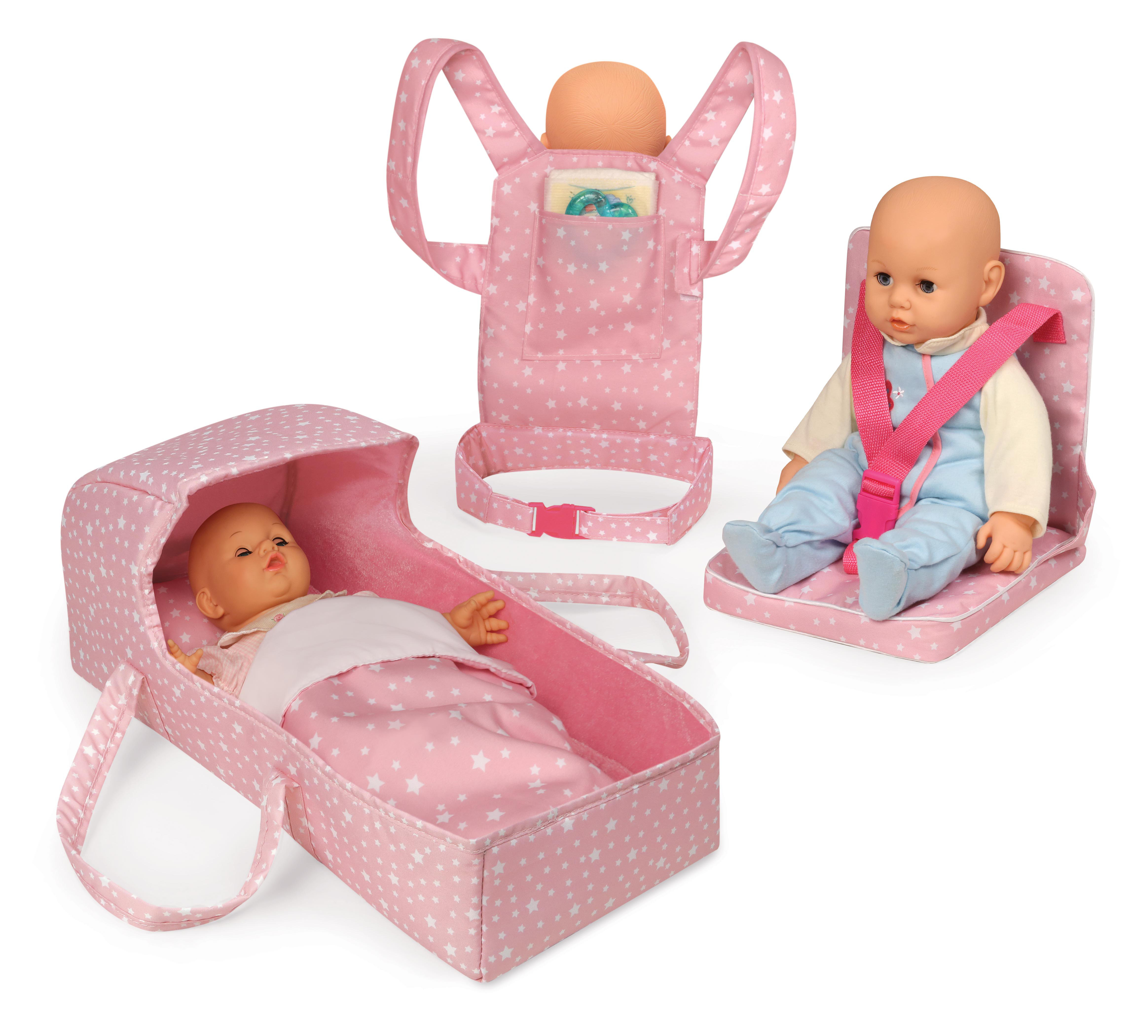 badger basket doll travel backpack with plush friend compartment Double Case - Fits 18 Inch Dolls - Includes 2 Doll Beds, Blankets, Storage Compartments, Carry Handle The divided travel bag neatly stores all the components Doll Travel Case with Bed