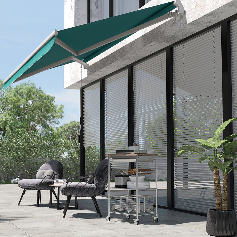 Versatile Retractable Patio Awning For Outdoor Protection And Style, Green, 0.01" H x 155.5" W x 96.5" D