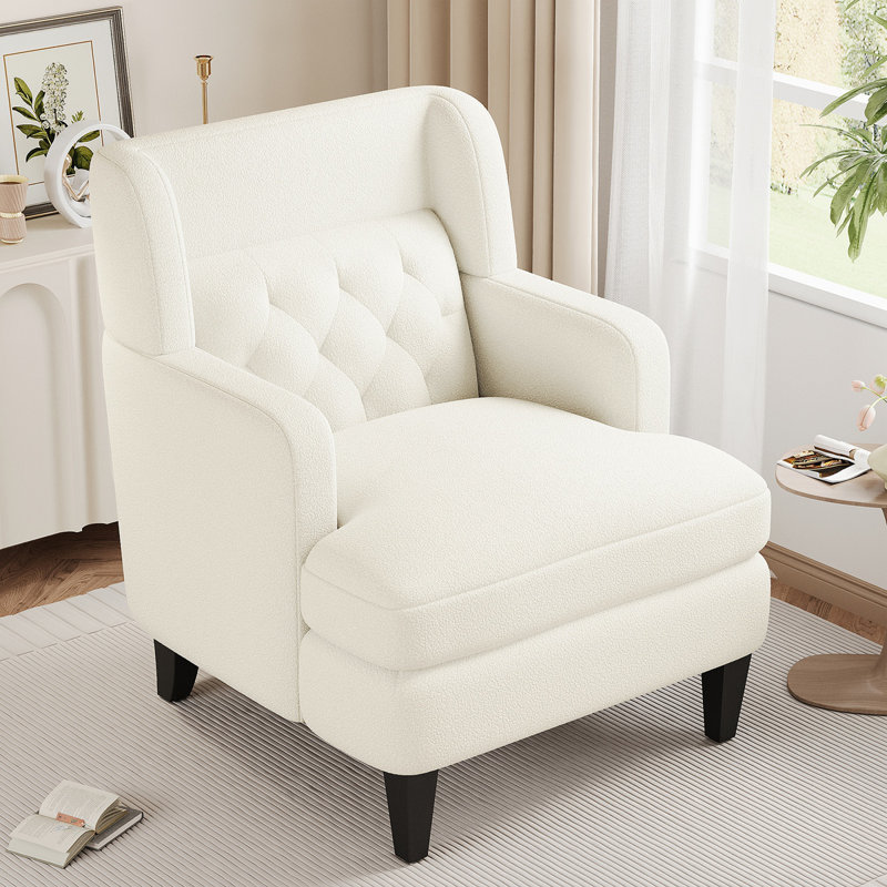Chaise d'appoint rembourrée Charvae, Peluche beige