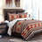 Del Sol Red/Orange/Tan Aztec Print Cotton Southwestern Style Reversible Quilt Set-1078280186
