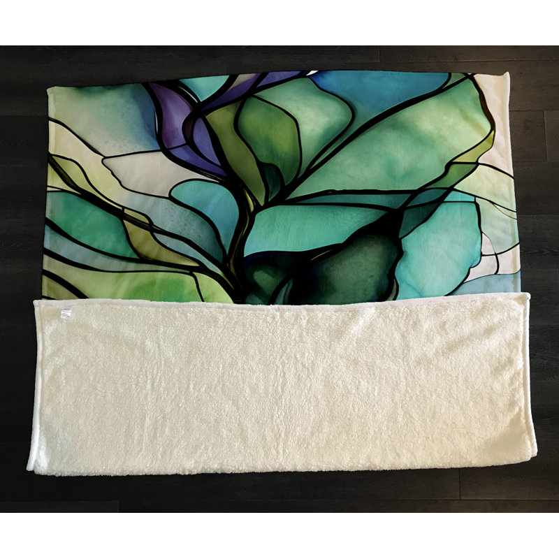 Throw Blanket, 51" W x 60" L, Marble/Abstract, Green/Blue/Purple