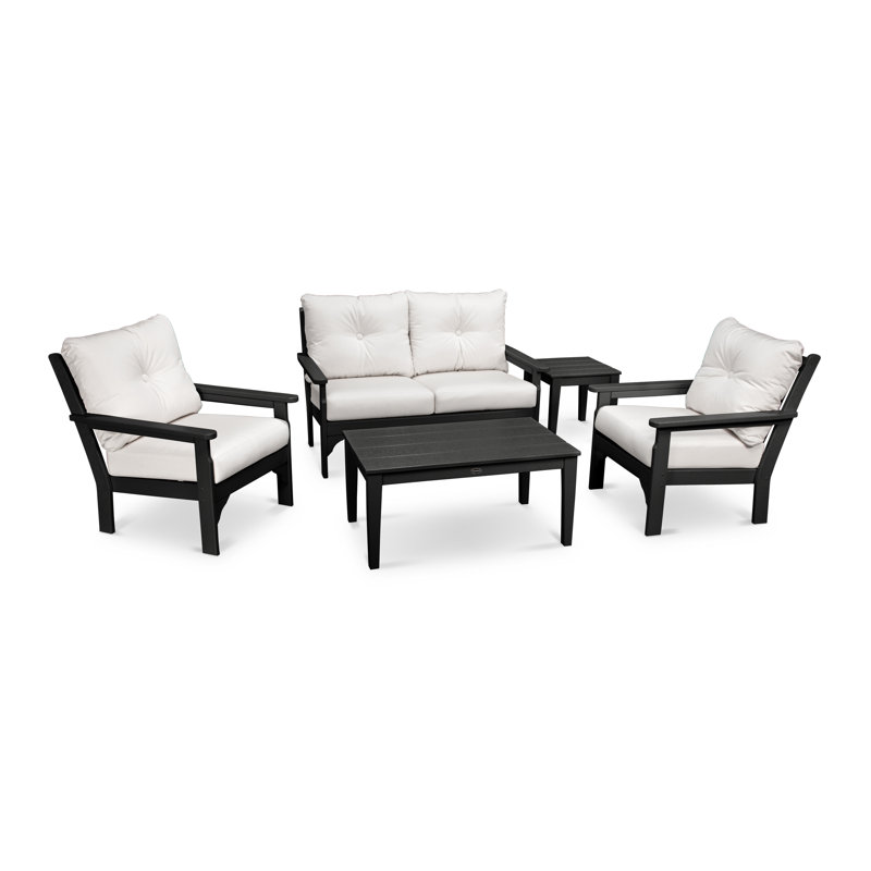 Vineyard 5-Piece Deep Seating Set, Black, Black