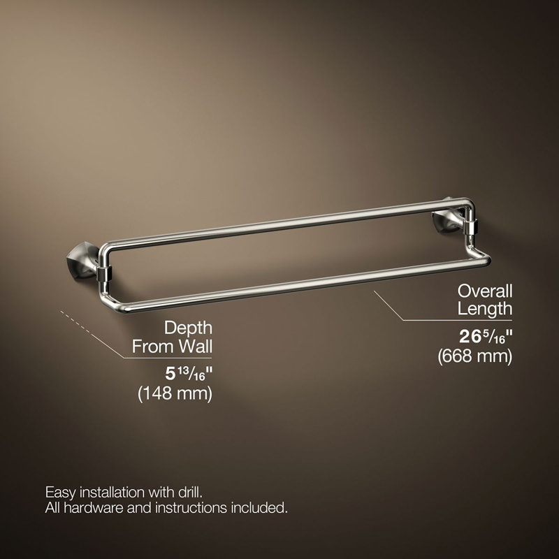 Occasion 24 In. Double Towel Bar, Polished Nickel