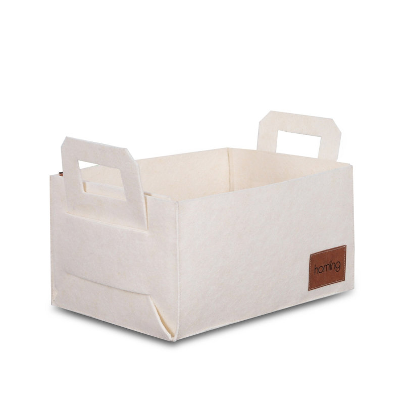 Stylish Cream Felt Basket, 11.8 x 7.9 x 5.9 inches | 100% Durable Felt | Ideal for Organizing Home, Office, or Nursery | Versatile Storage Solution for Toys, Blankets, and More