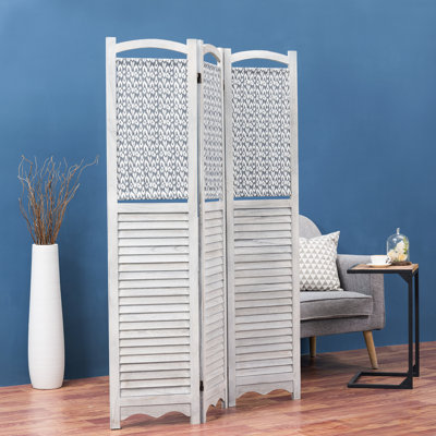 Rikulf 48'' W x 67'' H 3 - Panel Solid Wood Folding Room Divider
