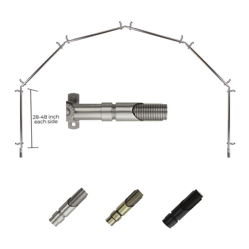 Adjustable 0.81" Bay Window Single Curtain Rod, 28" - 48" (each side), Satin Nickel
