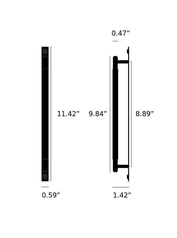 Pull Bar / Plate / Linear, Black, 8 14/16"